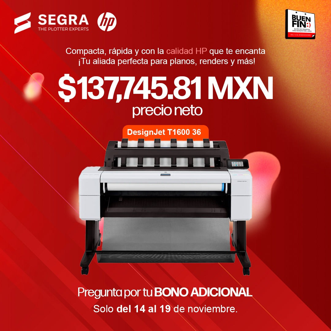 Impresora HP DesignJet T1600 de 36"